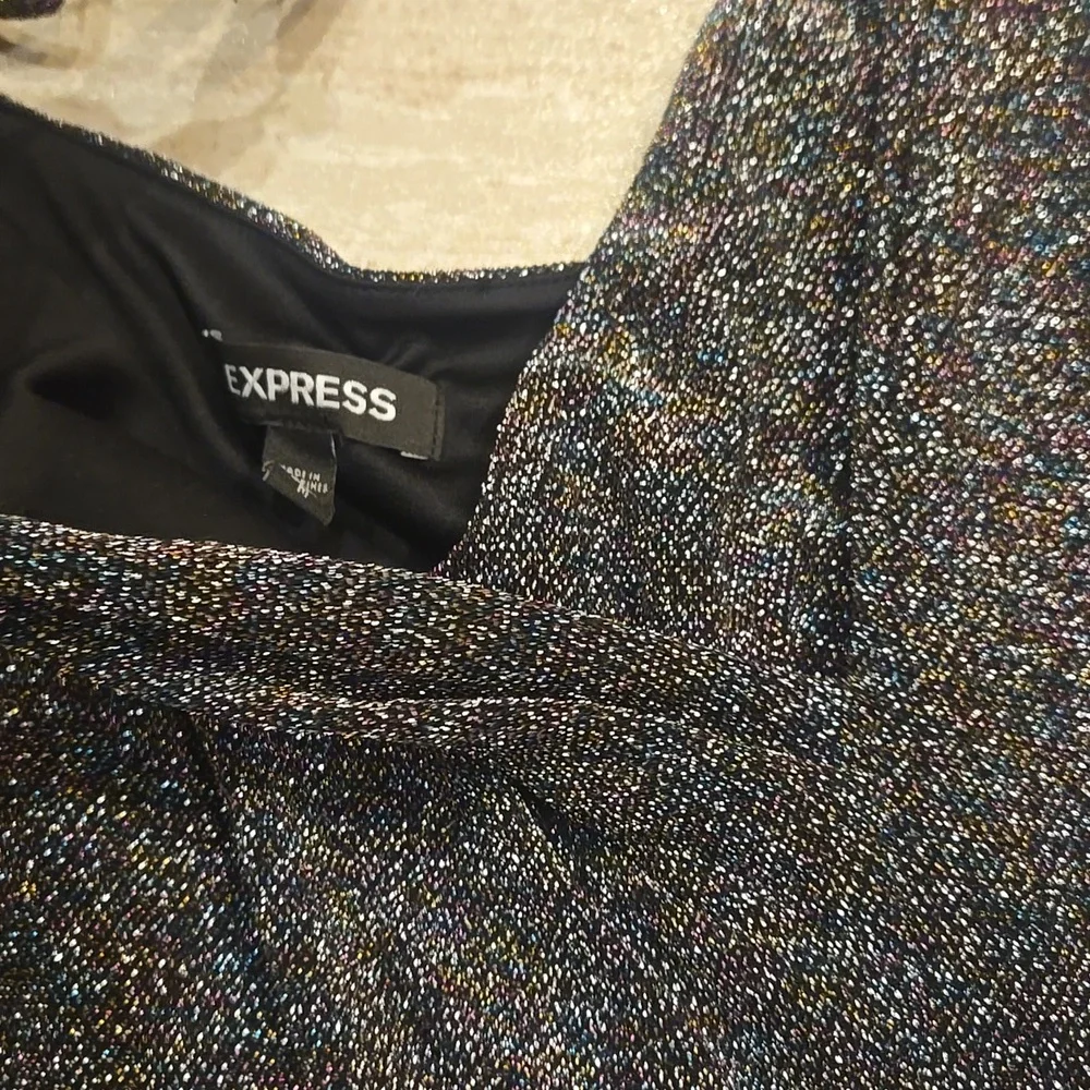 Express Metallic Multi-Colored Glittery Mini Dress - Picture 3 of 9
